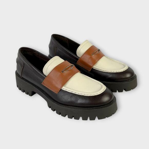 Steve Madden Lawrence Colorblock Leather Lug Sole Loafers Size 11 - Picture 1 of 7